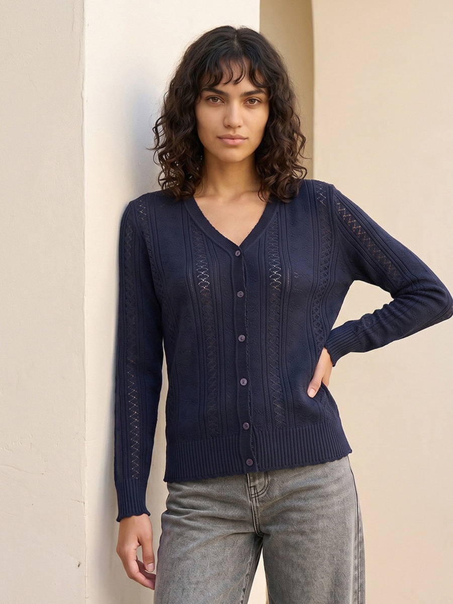 Textured V-Neck Cardigan