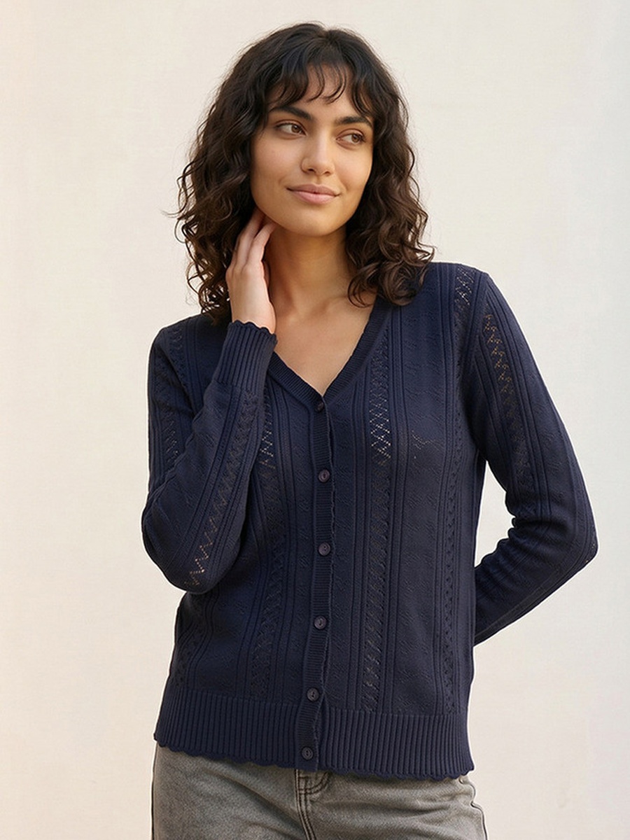 Textured V-Neck Cardigan