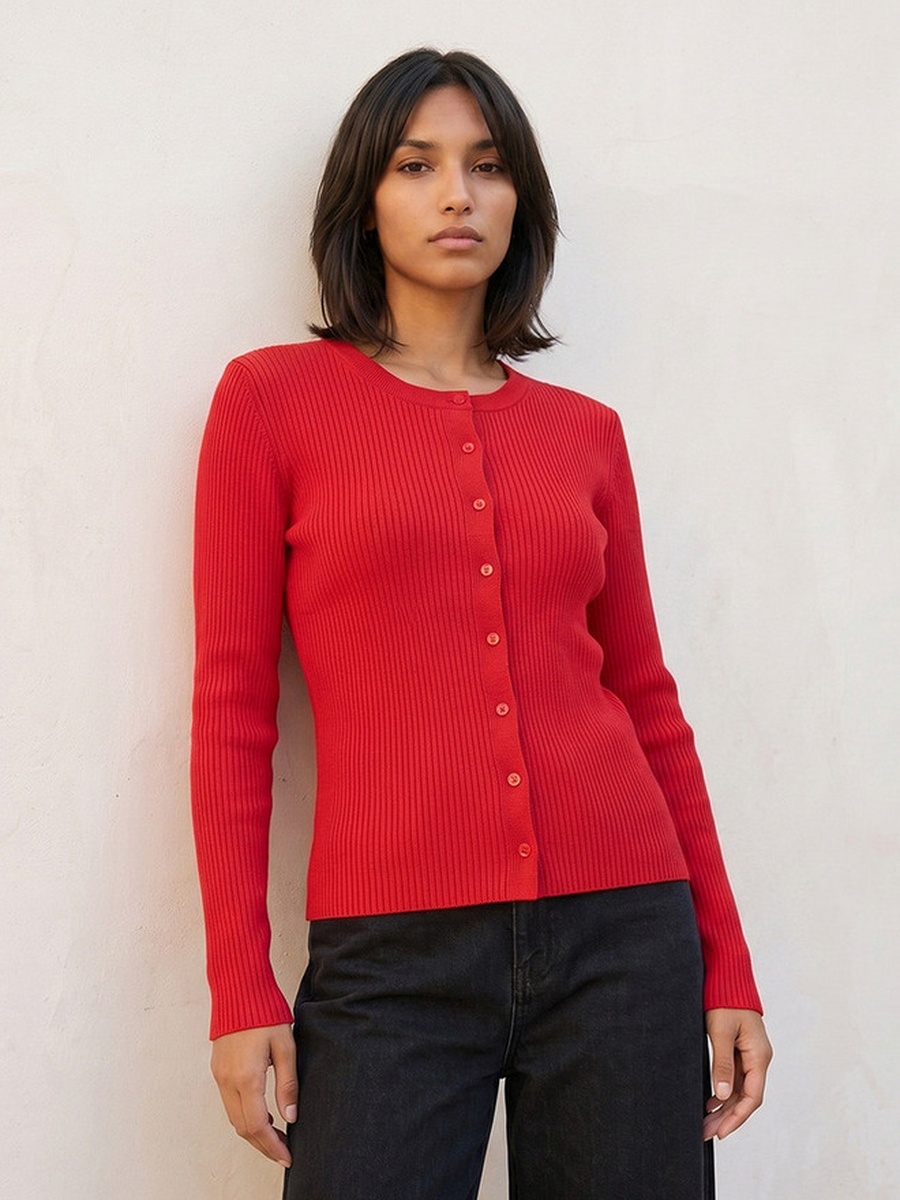 Textured Round Neck Cardigan