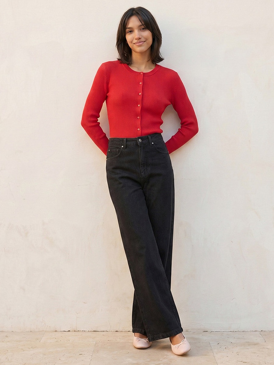 Textured Round Neck Cardigan