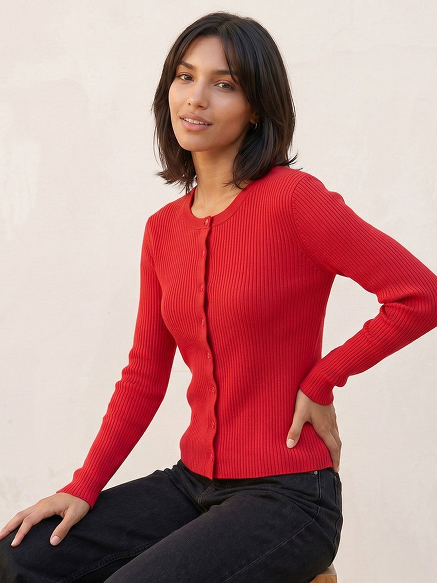 Textured Round Neck Cardigan