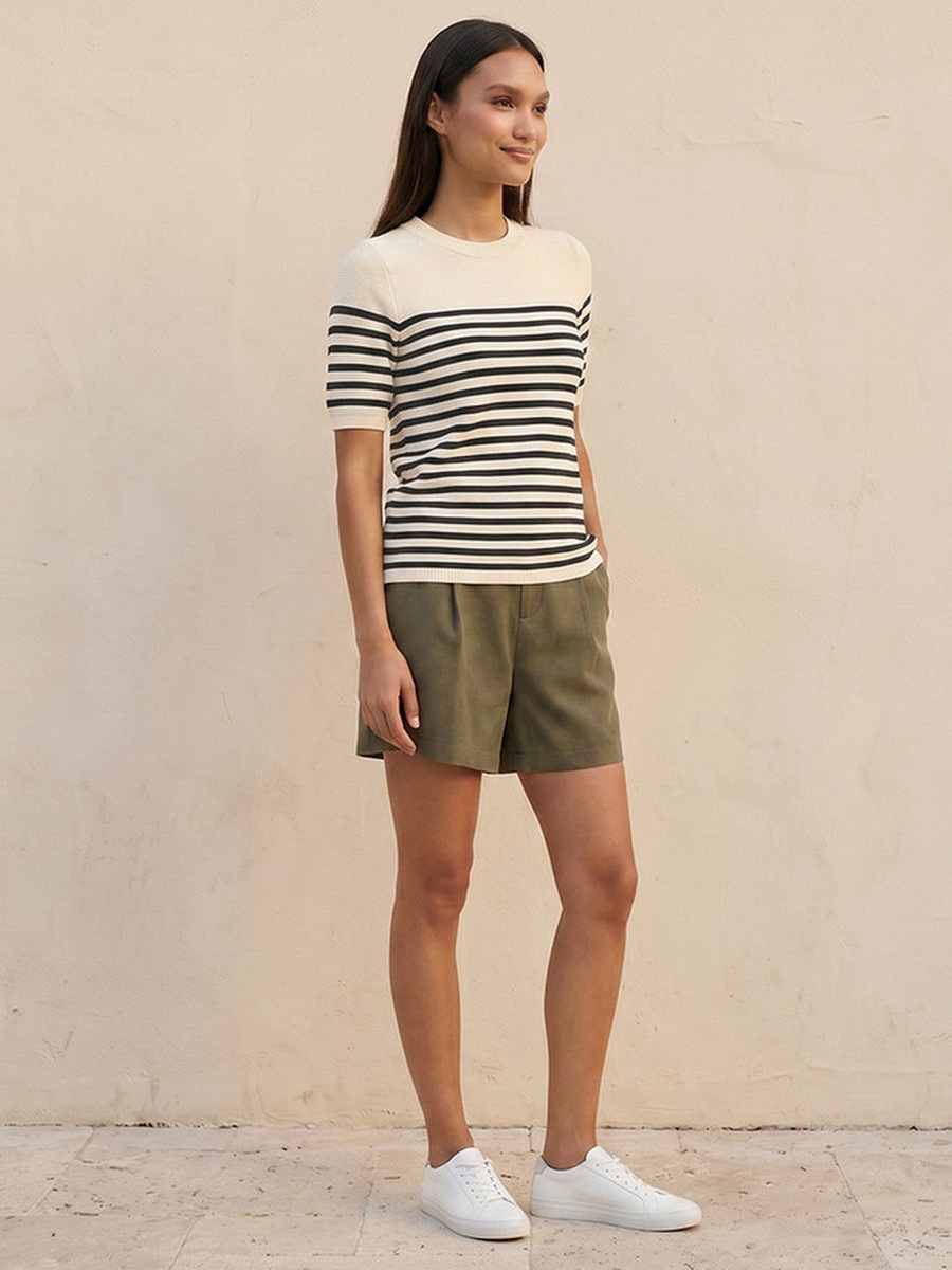 Ottoman Striped Crew Neck Sweater