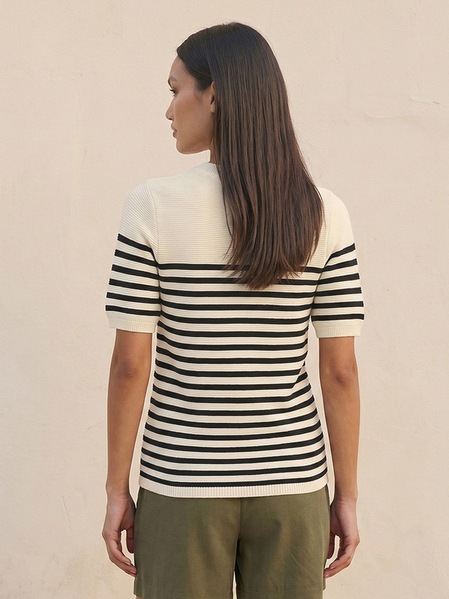 Ottoman Striped Crew Neck Sweater