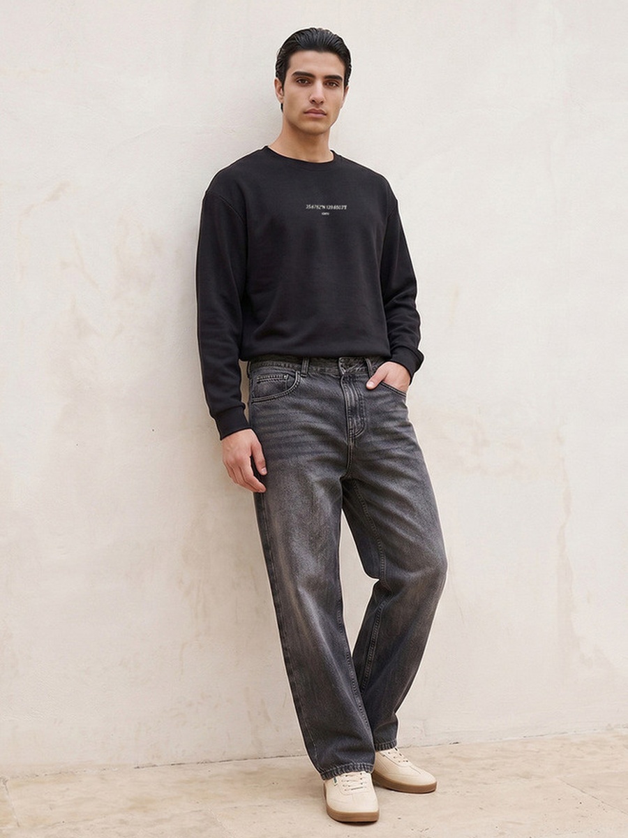 Relaxed Fit Textured Sweatshirt
