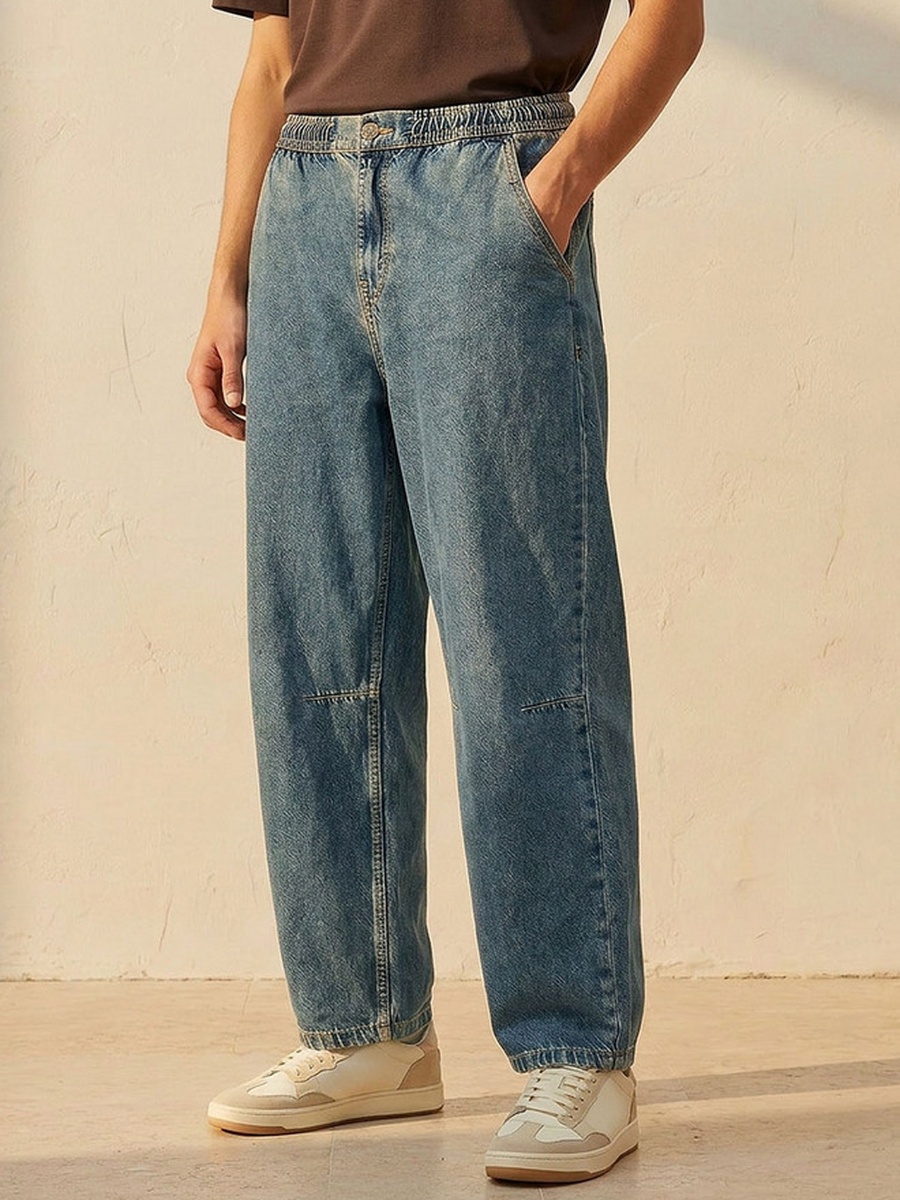 Straight Fit Button Closure Jeans