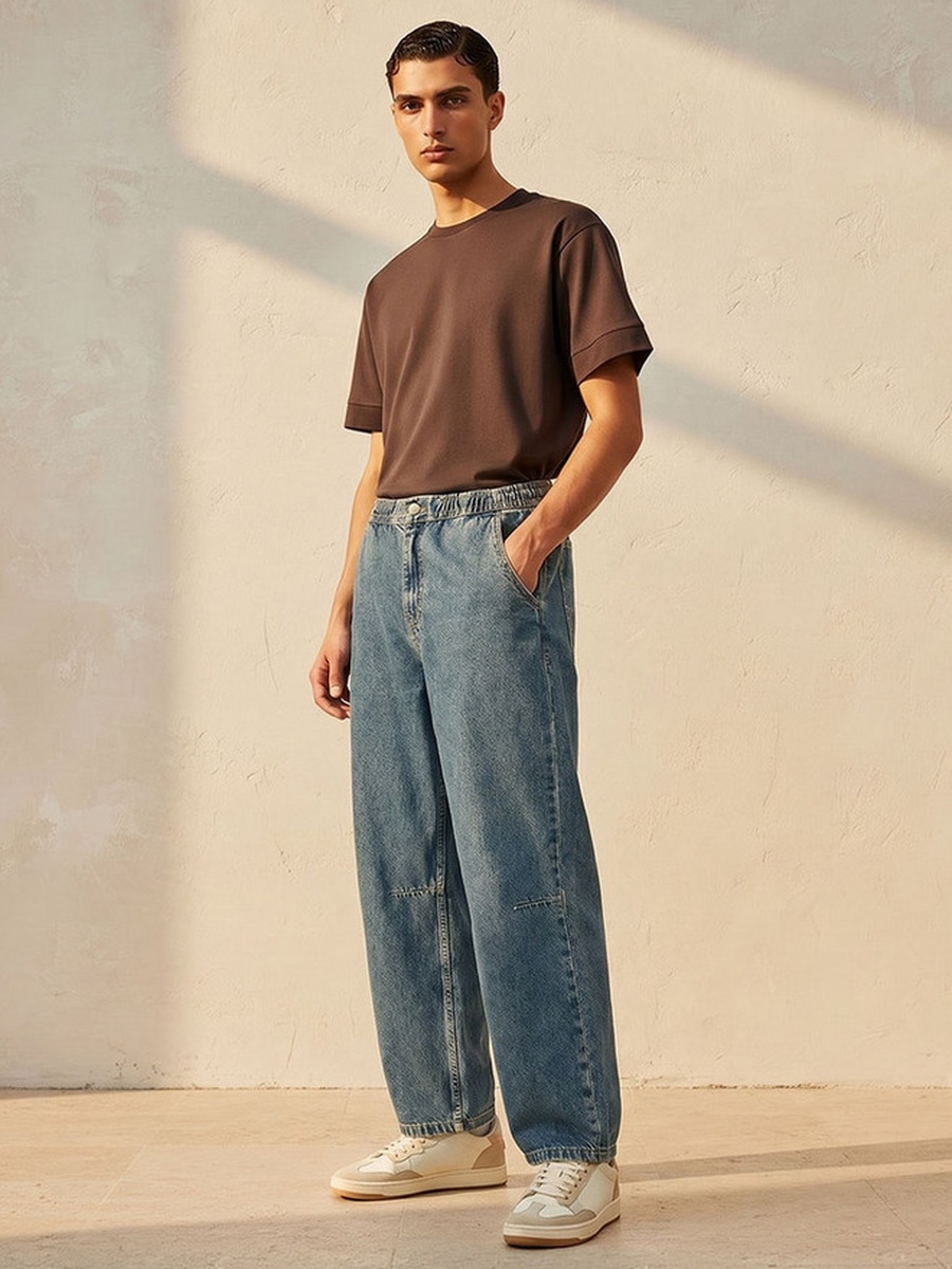 Straight Fit Button Closure Jeans