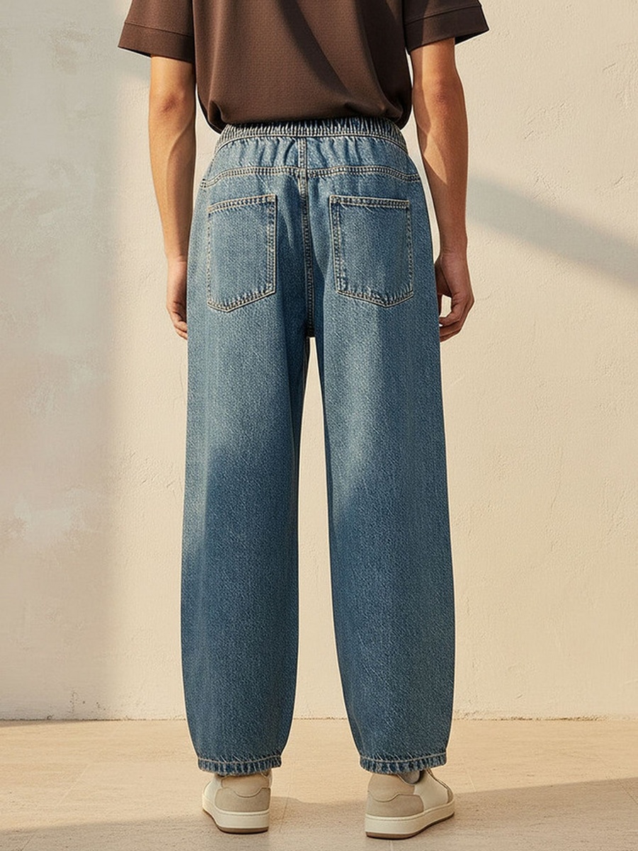 Straight Fit Button Closure Jeans