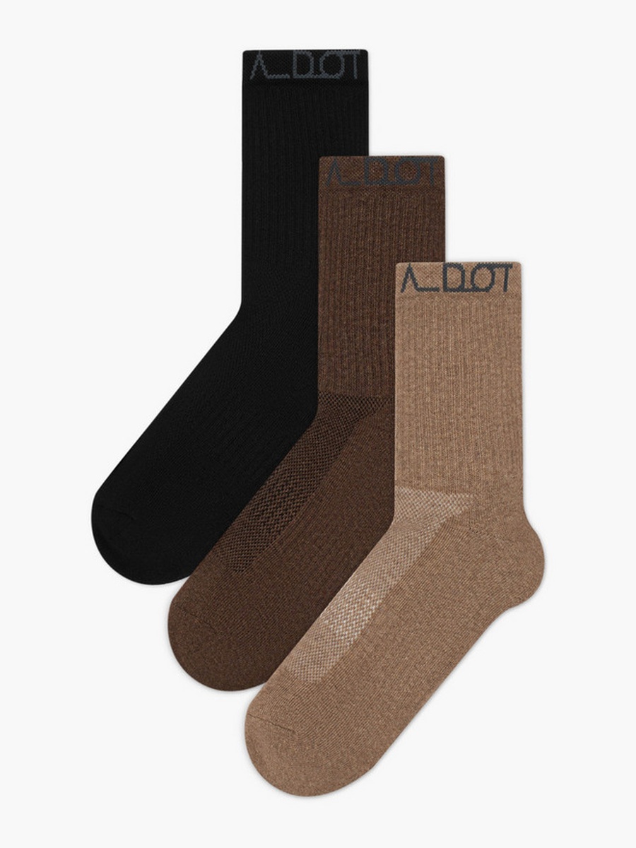 Men Half Terry Crew Length Socks - Set of 3