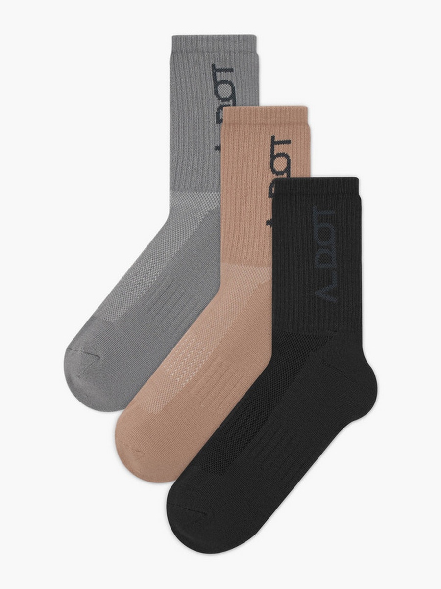 Men Half Terry Crew Length Socks - Set of 3