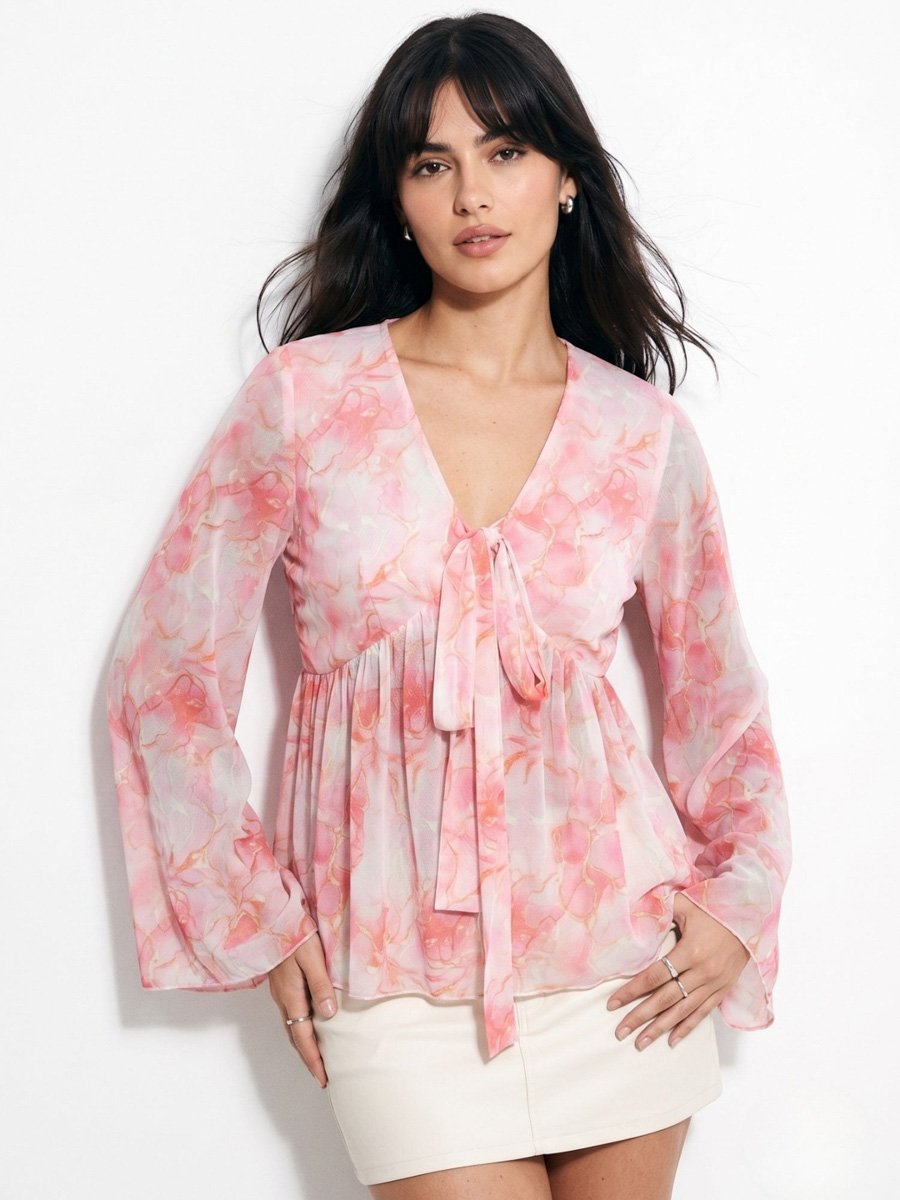 Multi-Color Floral Long Sleeve Blouse