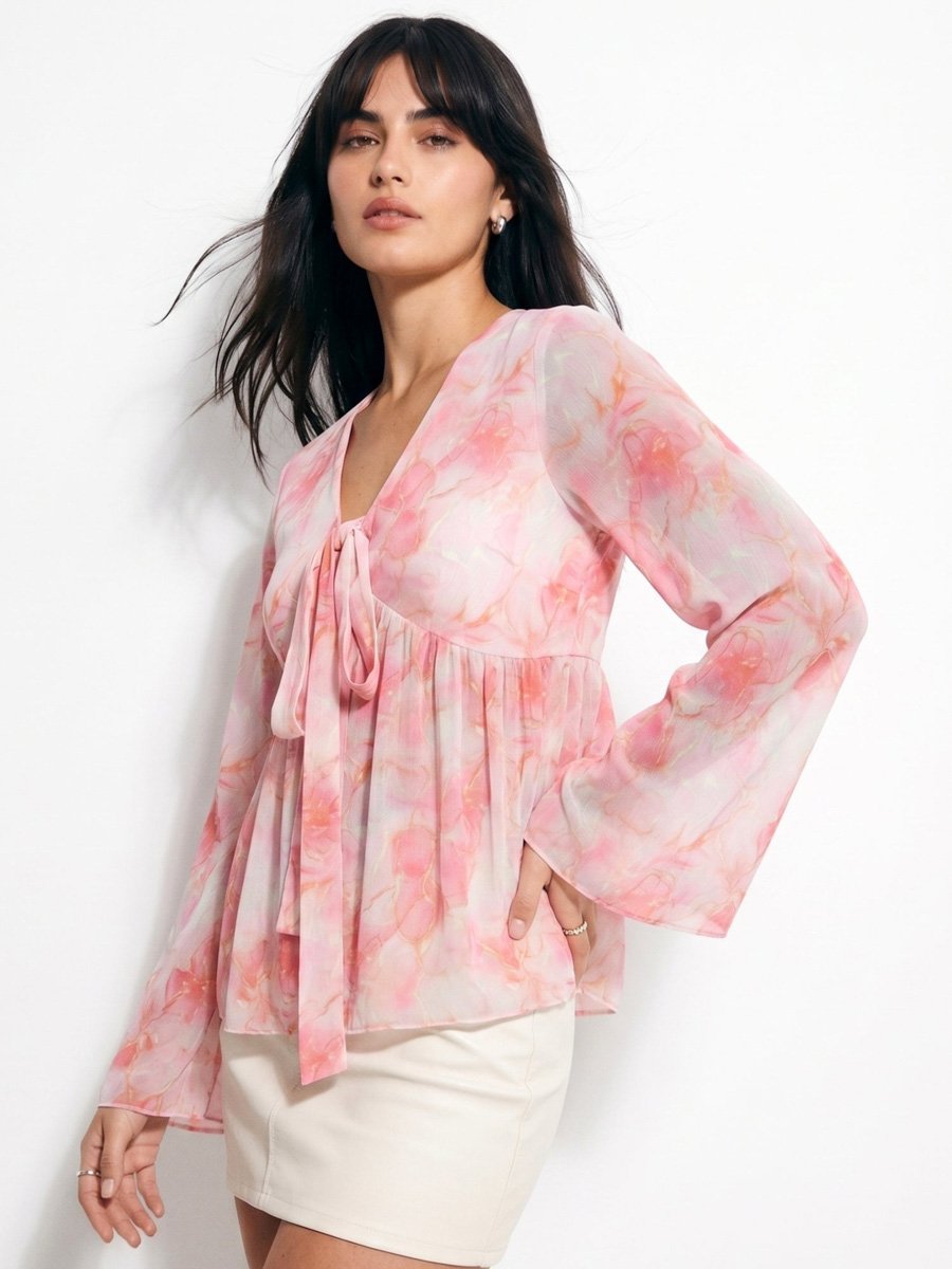 Multi-Color Floral Long Sleeve Blouse