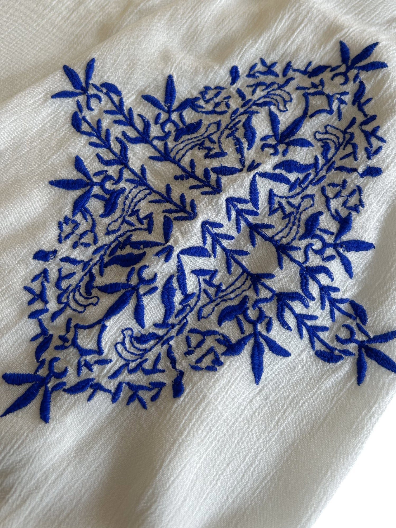 Embroidered Long Sleeve White Blouse