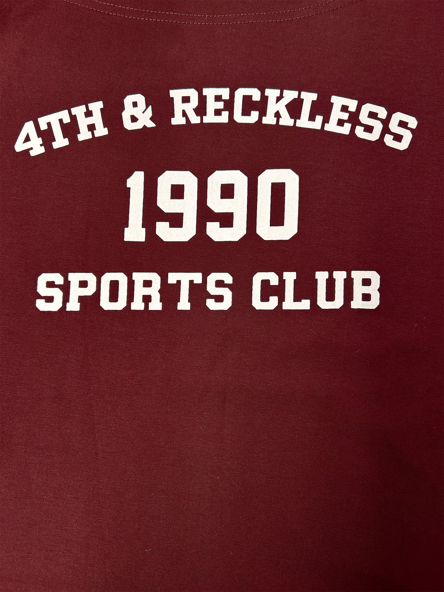 Maroon Short Sleeve Off-Shoulder Graphic T-Shirt