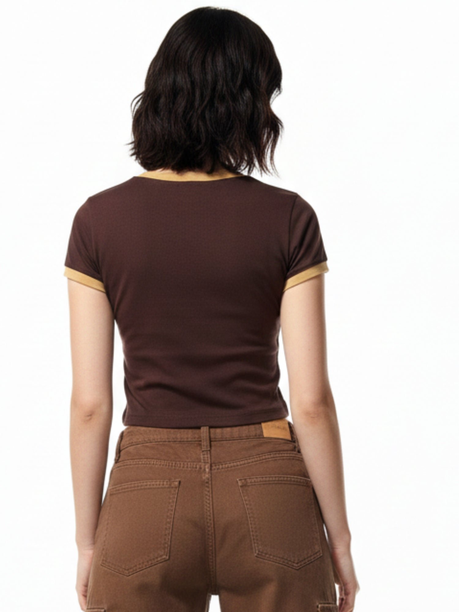 Brown Short Sleeve Graphic T-Shirt with Chicago Print