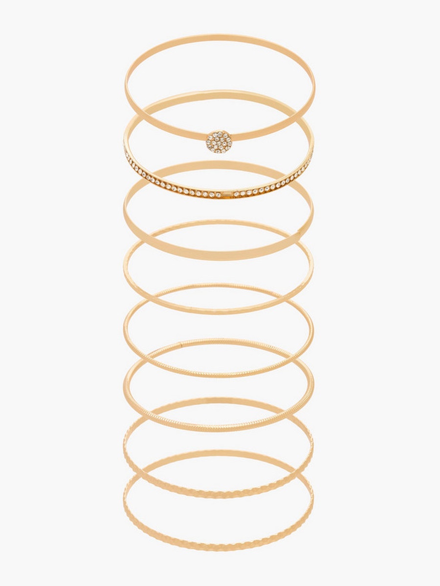 Pack of 8 Gold Tone Assorted Bangle
