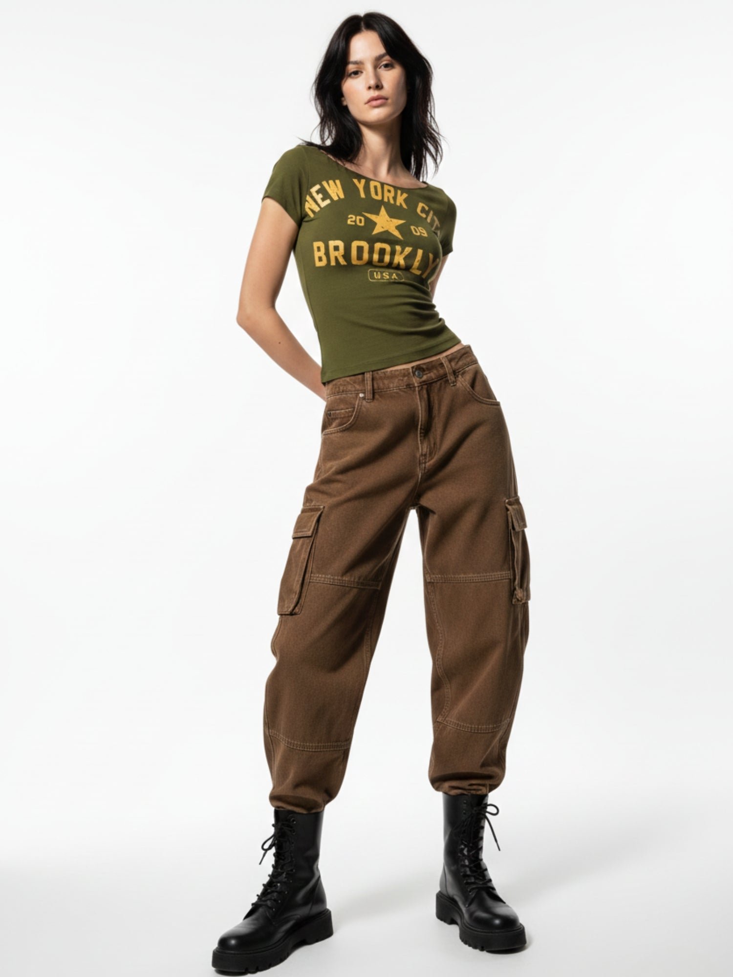 Olive Green Short Sleeve Graphic T-Shirt