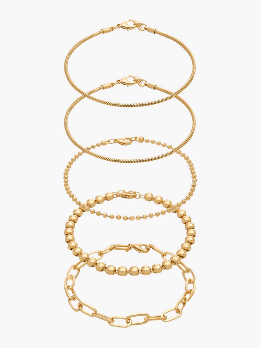 Pack of 5 Gold Tone Assorted Bracelet