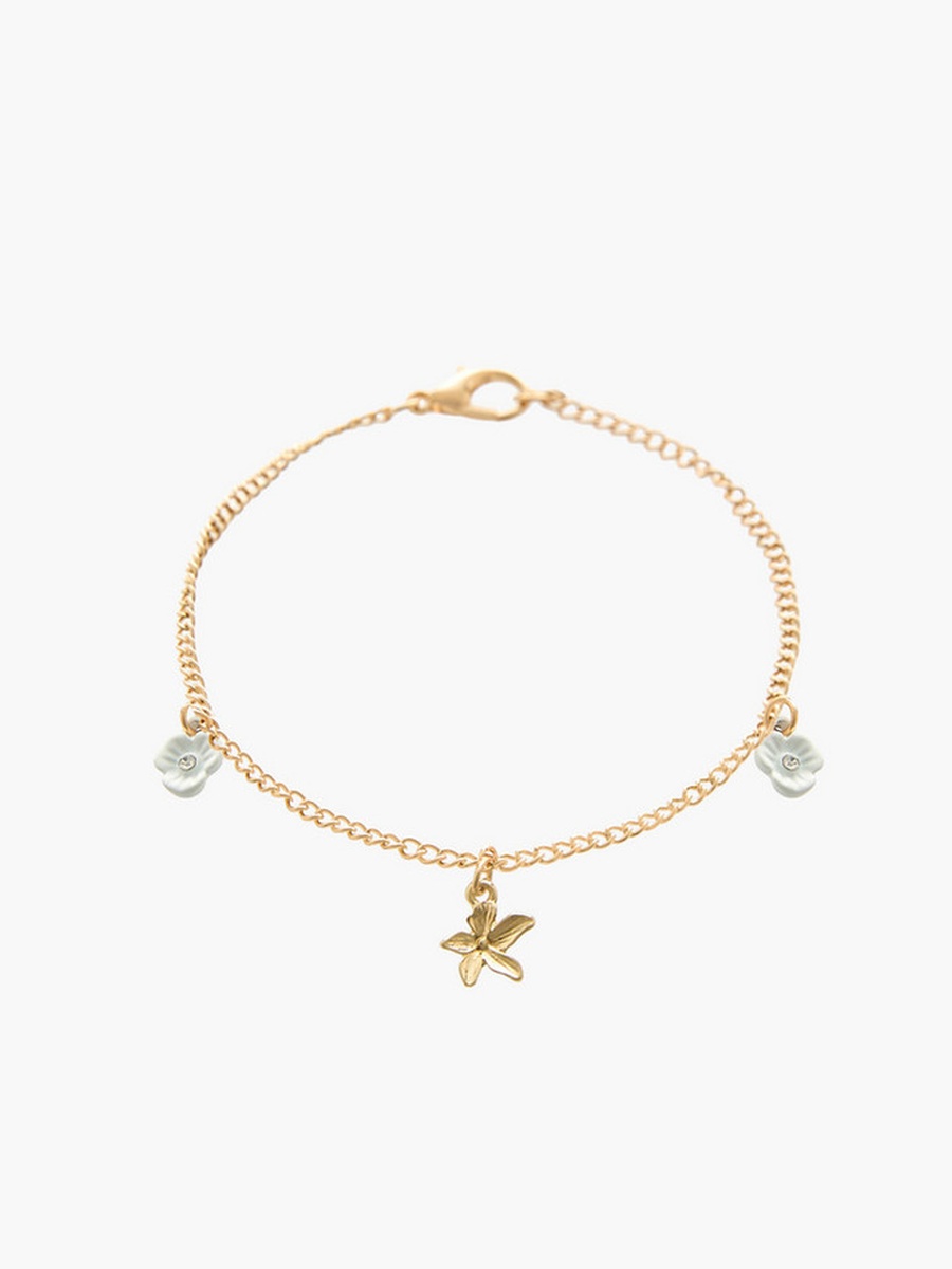 Pack of 5 Gold Tone Floral Charms Bracelet