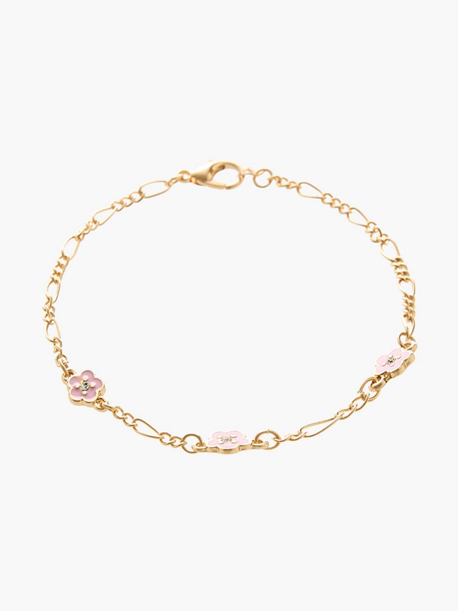 Pack of 5 Gold Tone Floral Charms Bracelet