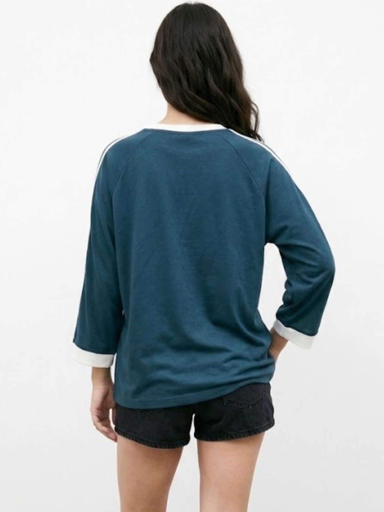 Teal Varsity 3/4 Sleeve Graphic T-Shirt