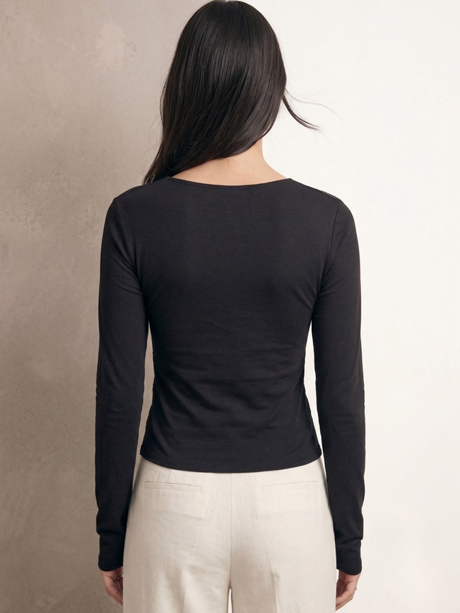 Black Sweetheart Neckline Lace Insert Top