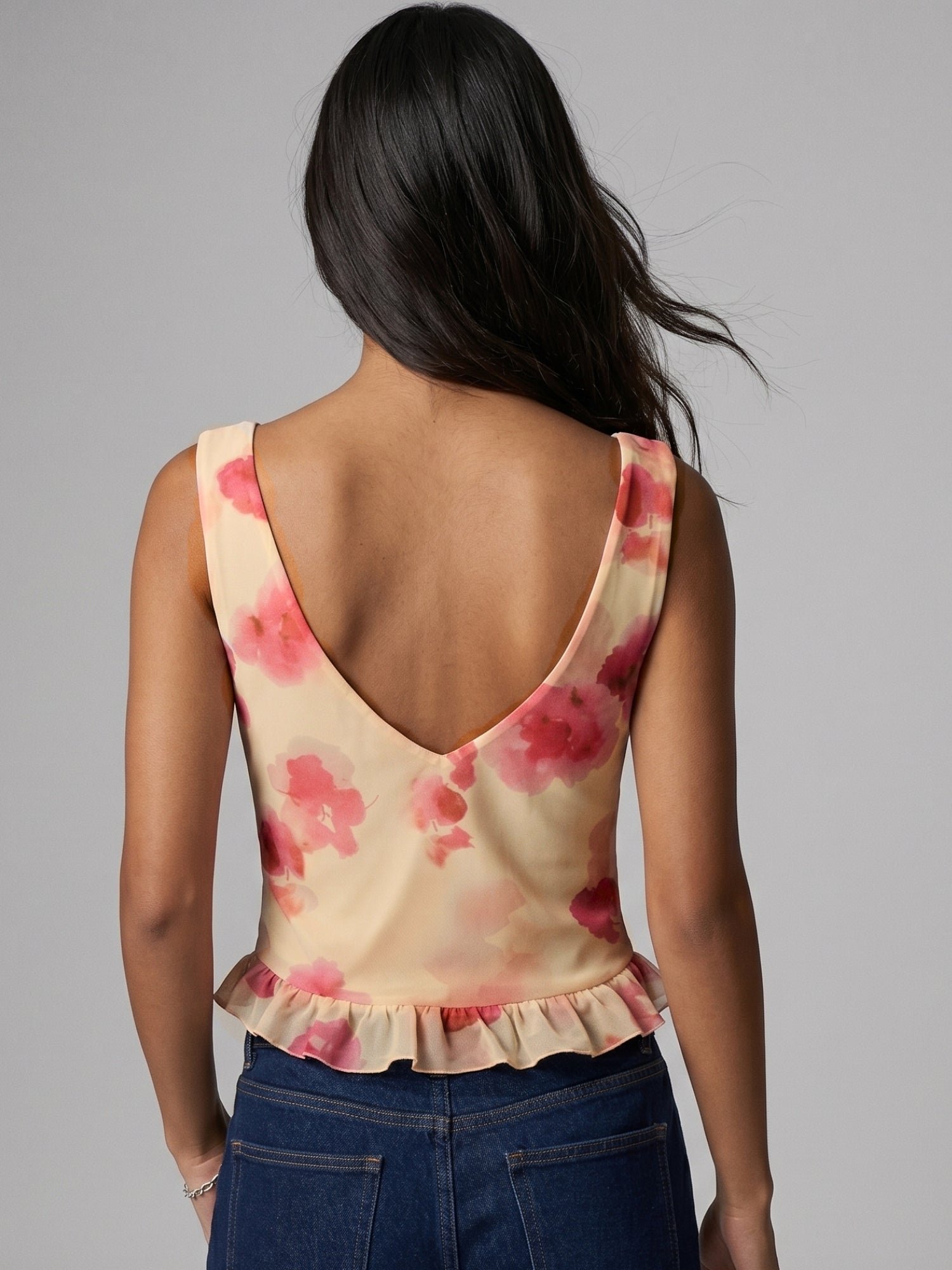 Multi Floral Sleeveless Knit Top