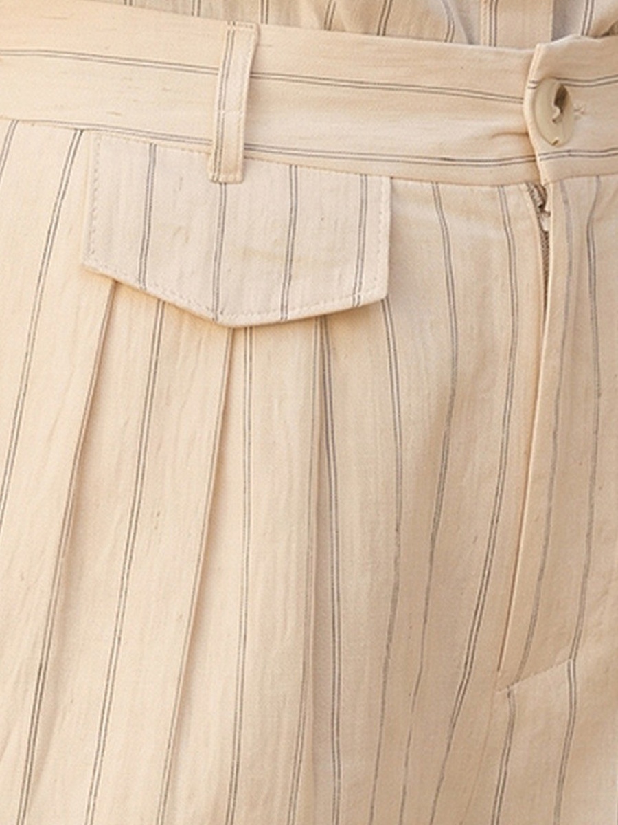 Relaxed Fit Button Closure Striped Trousers