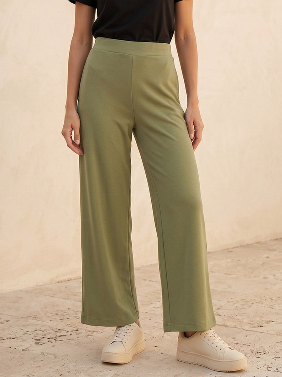 Elastic Waist Wide Leg Pants