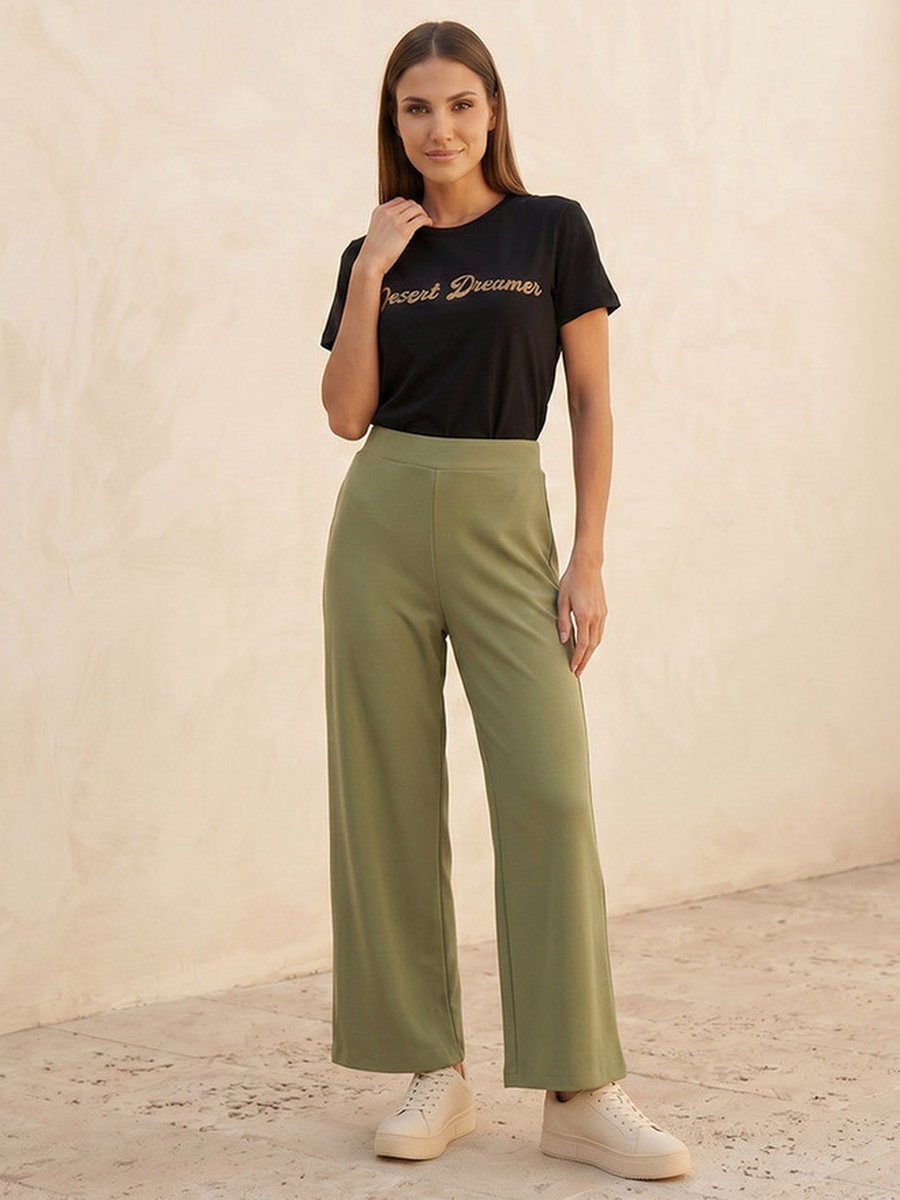 Elastic Waist Wide Leg Pants