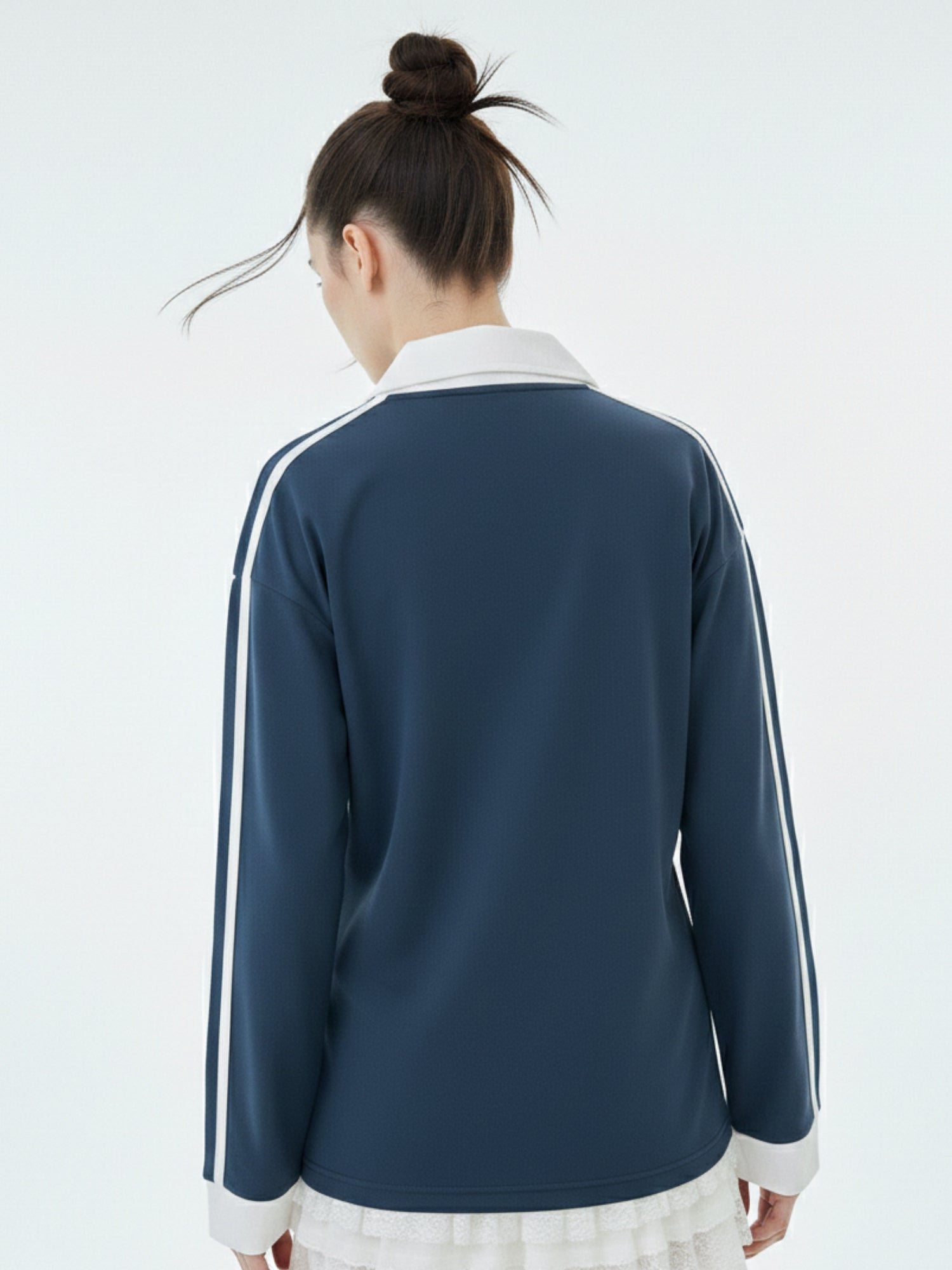 Teal Long Sleeve T-Shirt with Sporty Stripes and Graphic Print