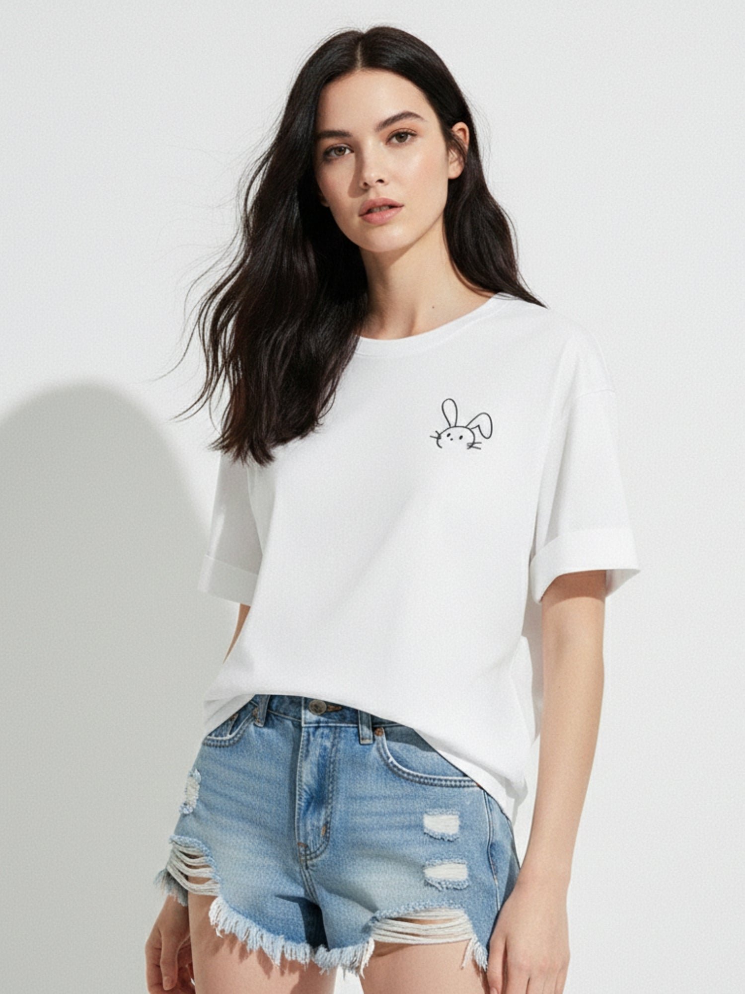 White Short Sleeve Bunny Graphic T-Shirt