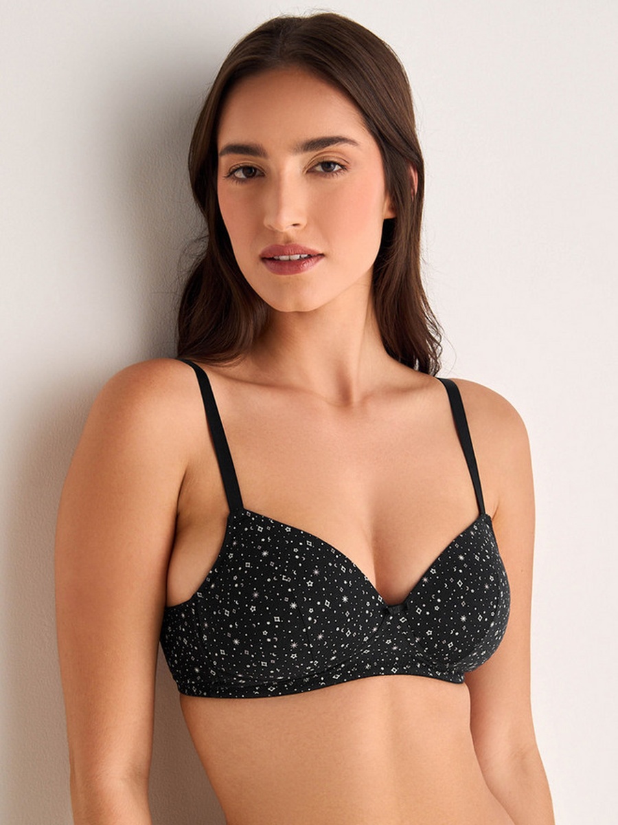 Printed Non-Wired Plunge Bra
