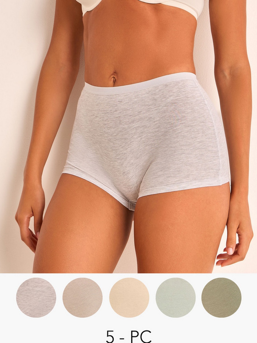 Set of 5 - Boyshorts Briefs with Elasticated Waistband