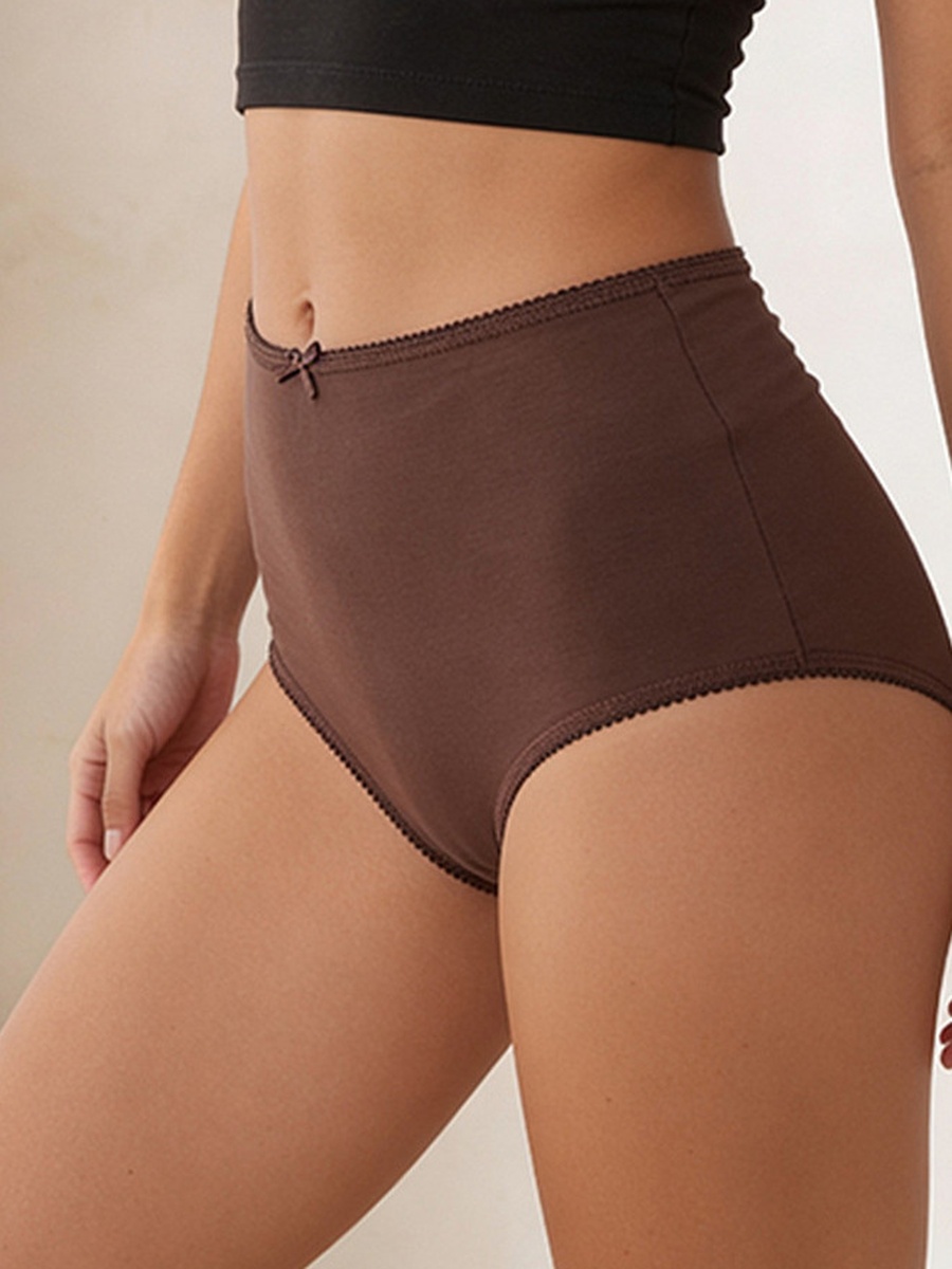 Set of 5 - High Waist Bow Accent Full Briefs