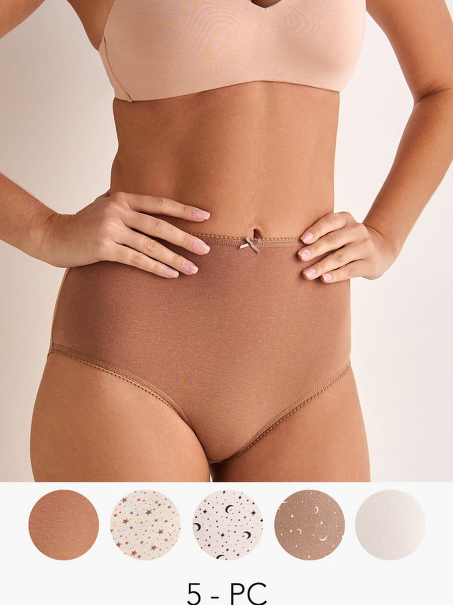 Set of 5 - High Waist Full Briefs with Assorted Print
