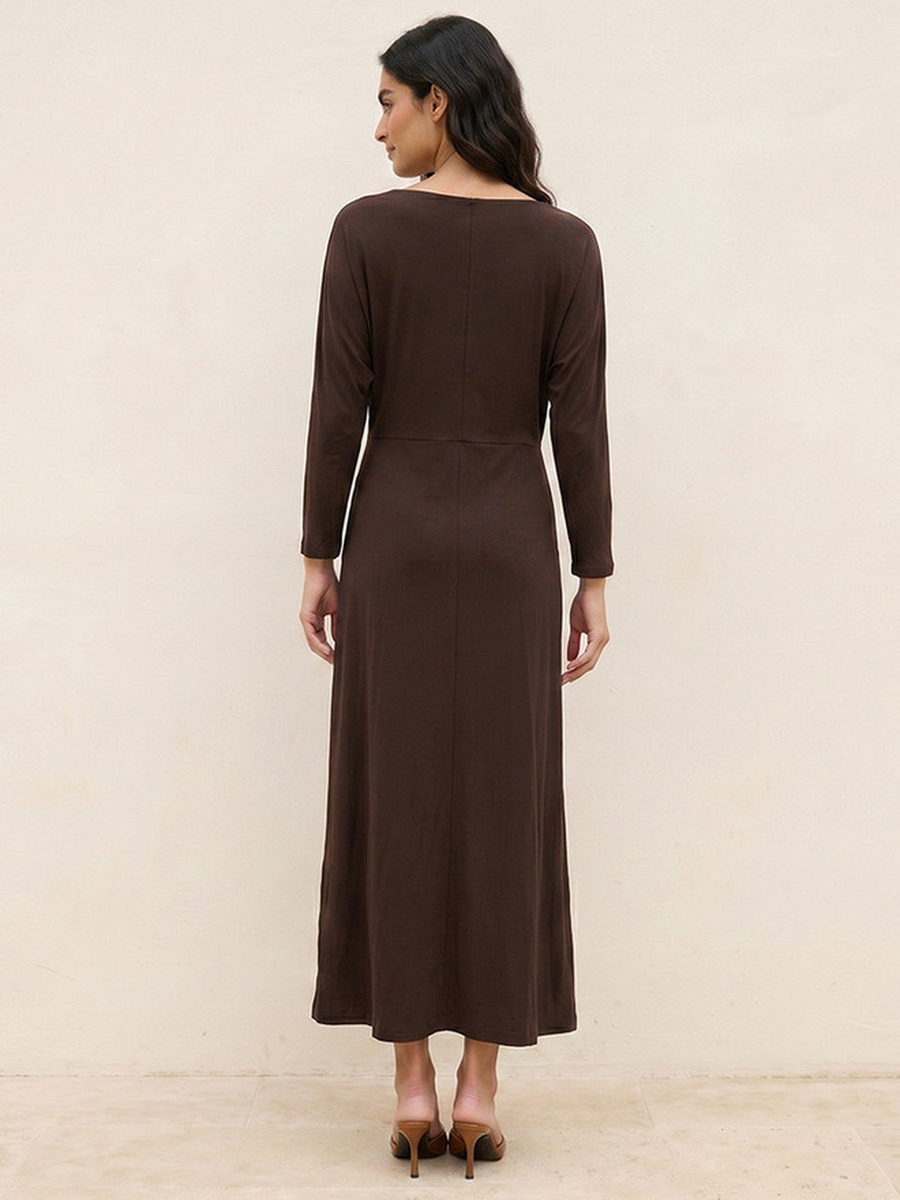 Ruched Dress with Cowl Neck