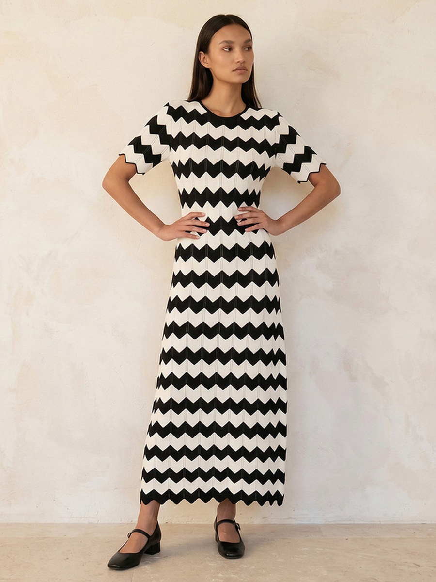 Chevron Textured Maxi Dress