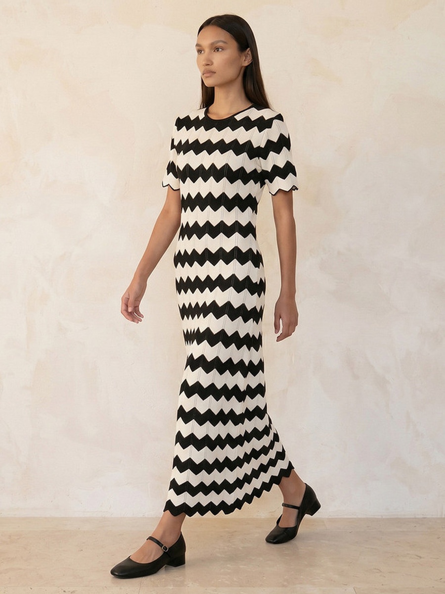 Chevron Textured Maxi Dress
