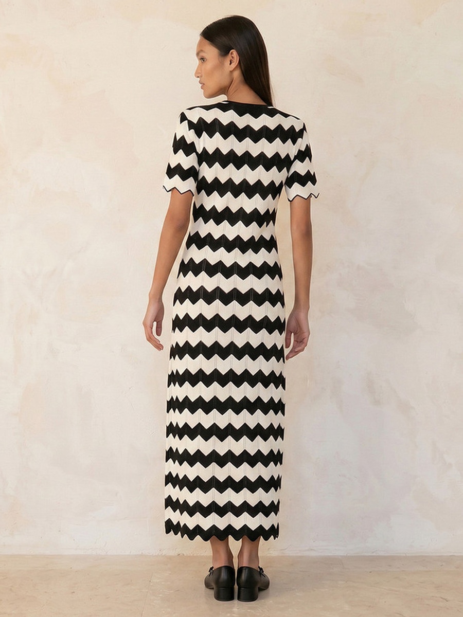 Chevron Textured Maxi Dress