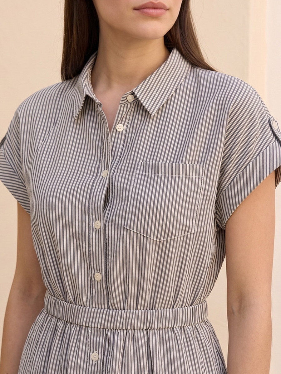 Striped Cotton Shirt Dress with Tie-Up Belt