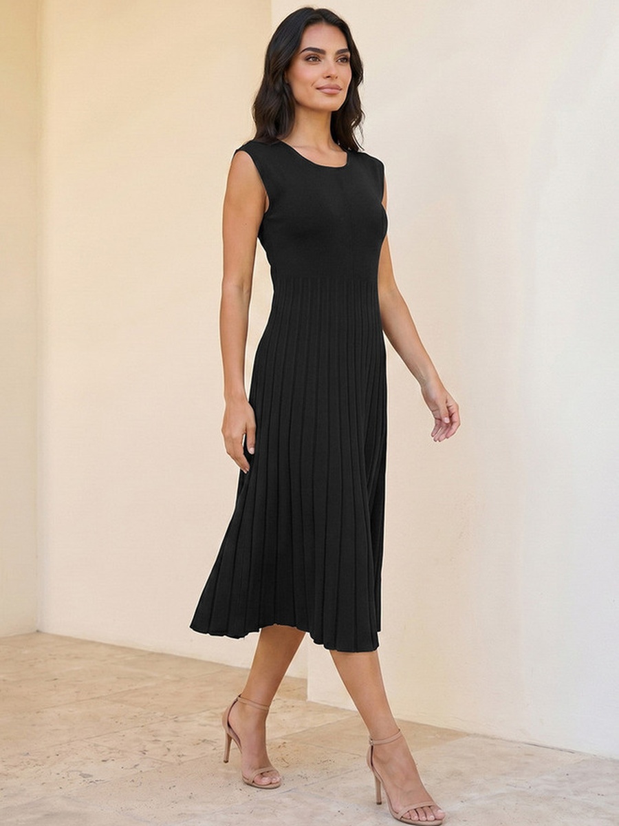 Pleated A-Line Midi Dress