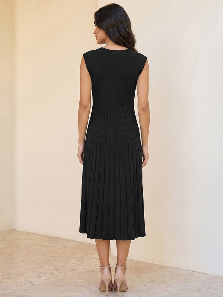 Pleated A-Line Midi Dress