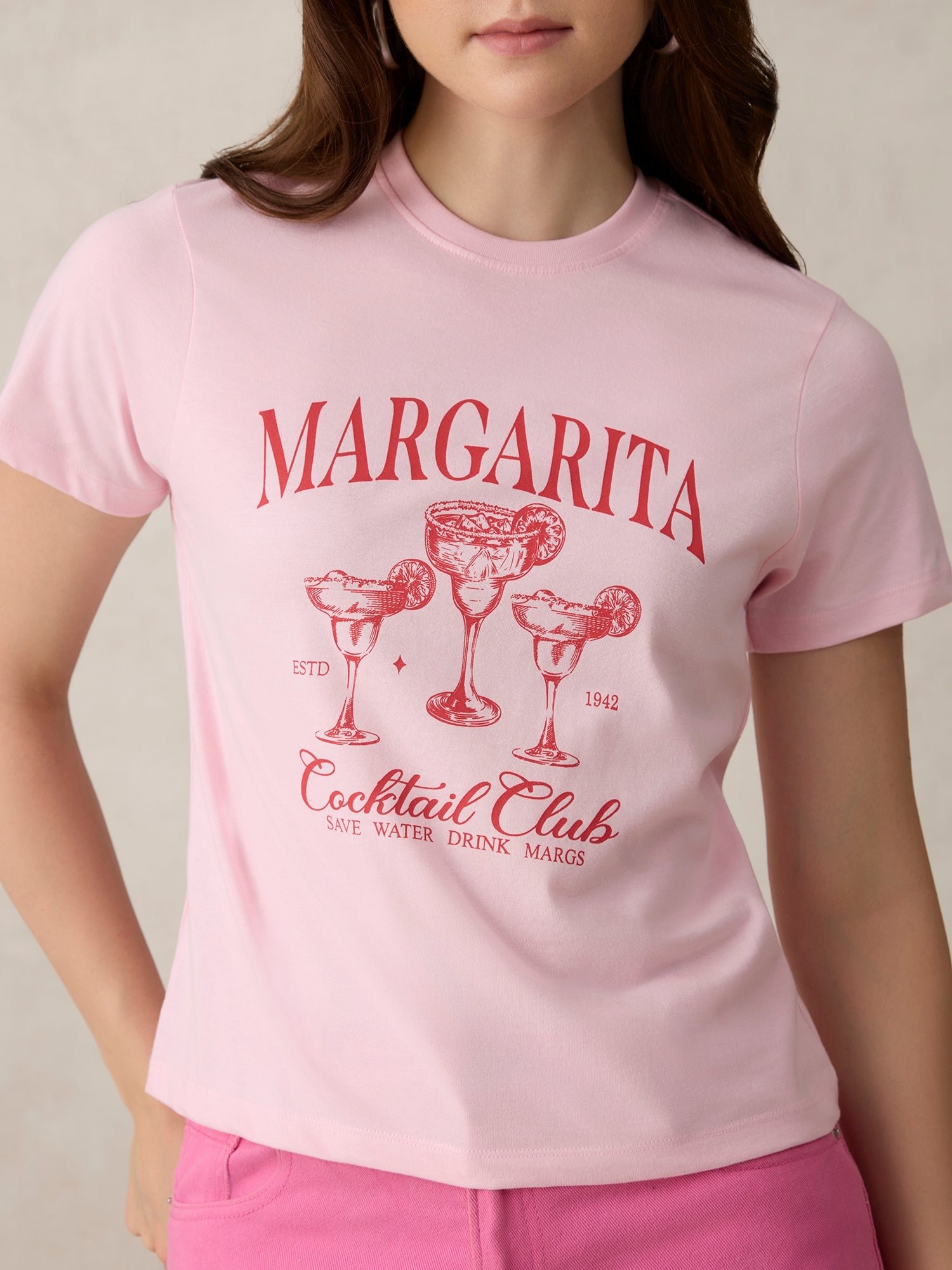 Pink Short Sleeve Graphic T-Shirt
