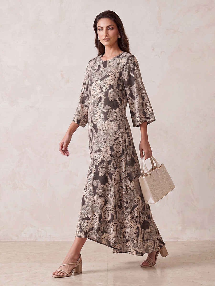 Paisley Print Trapeze Maxi Dress