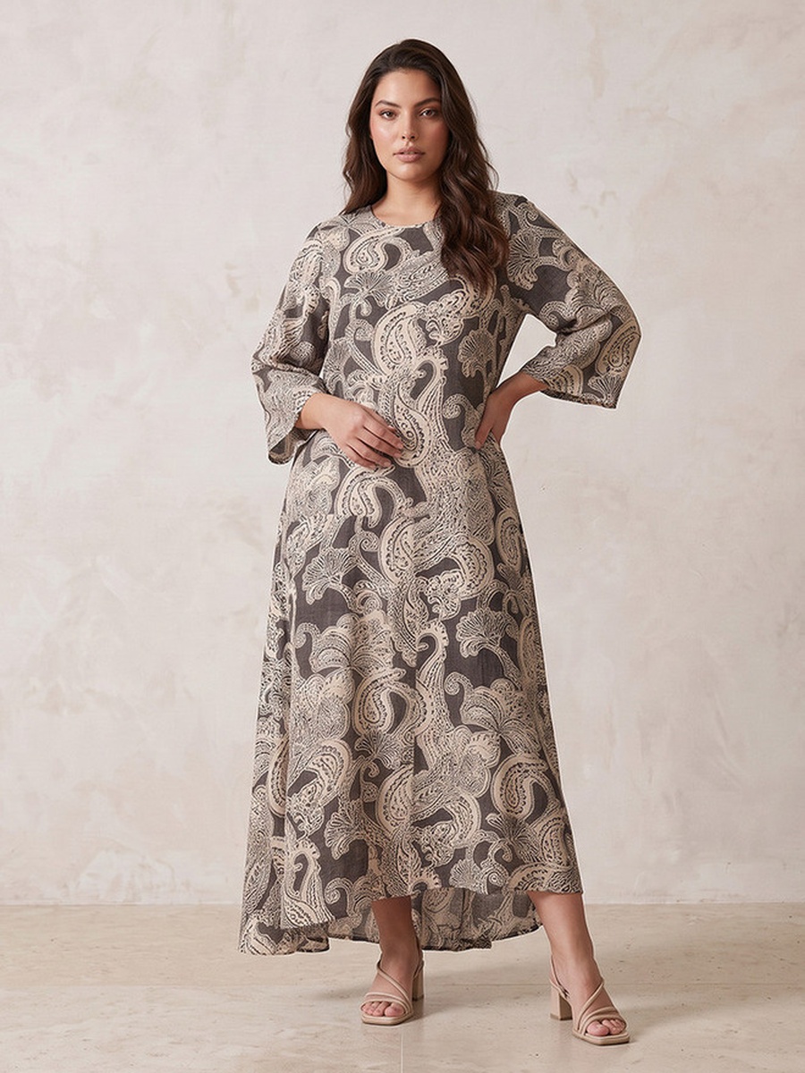 Paisley Print Trapeze Maxi Dress