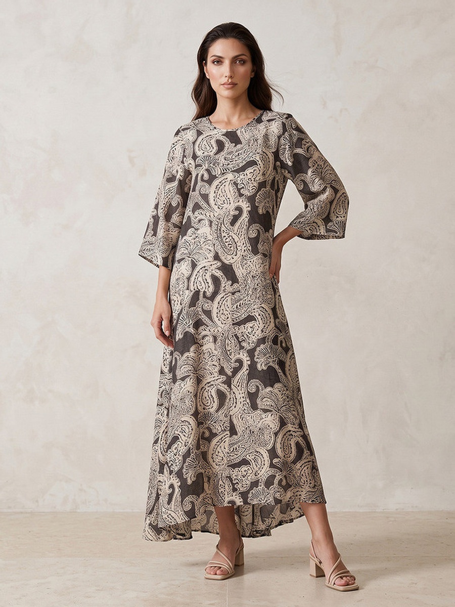Paisley Print Trapeze Maxi Dress