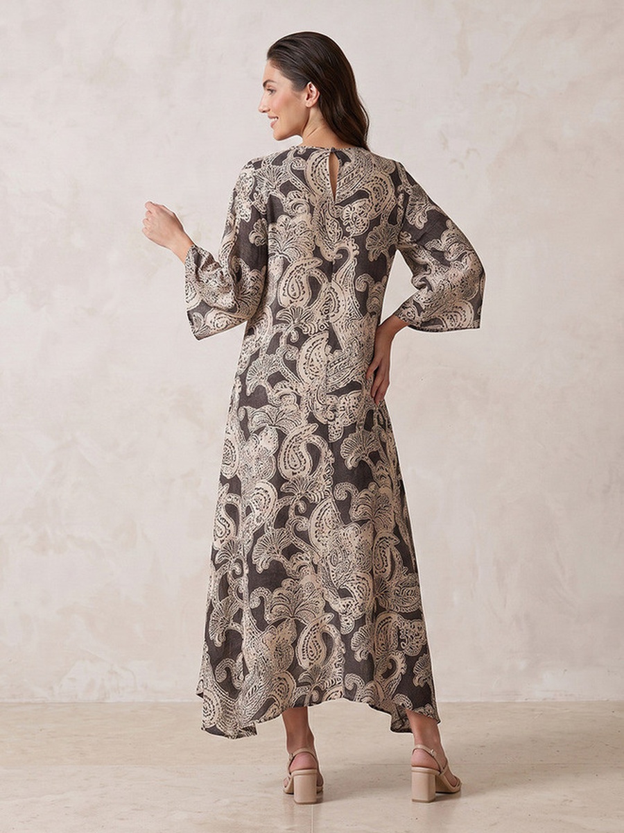 Paisley Print Trapeze Maxi Dress