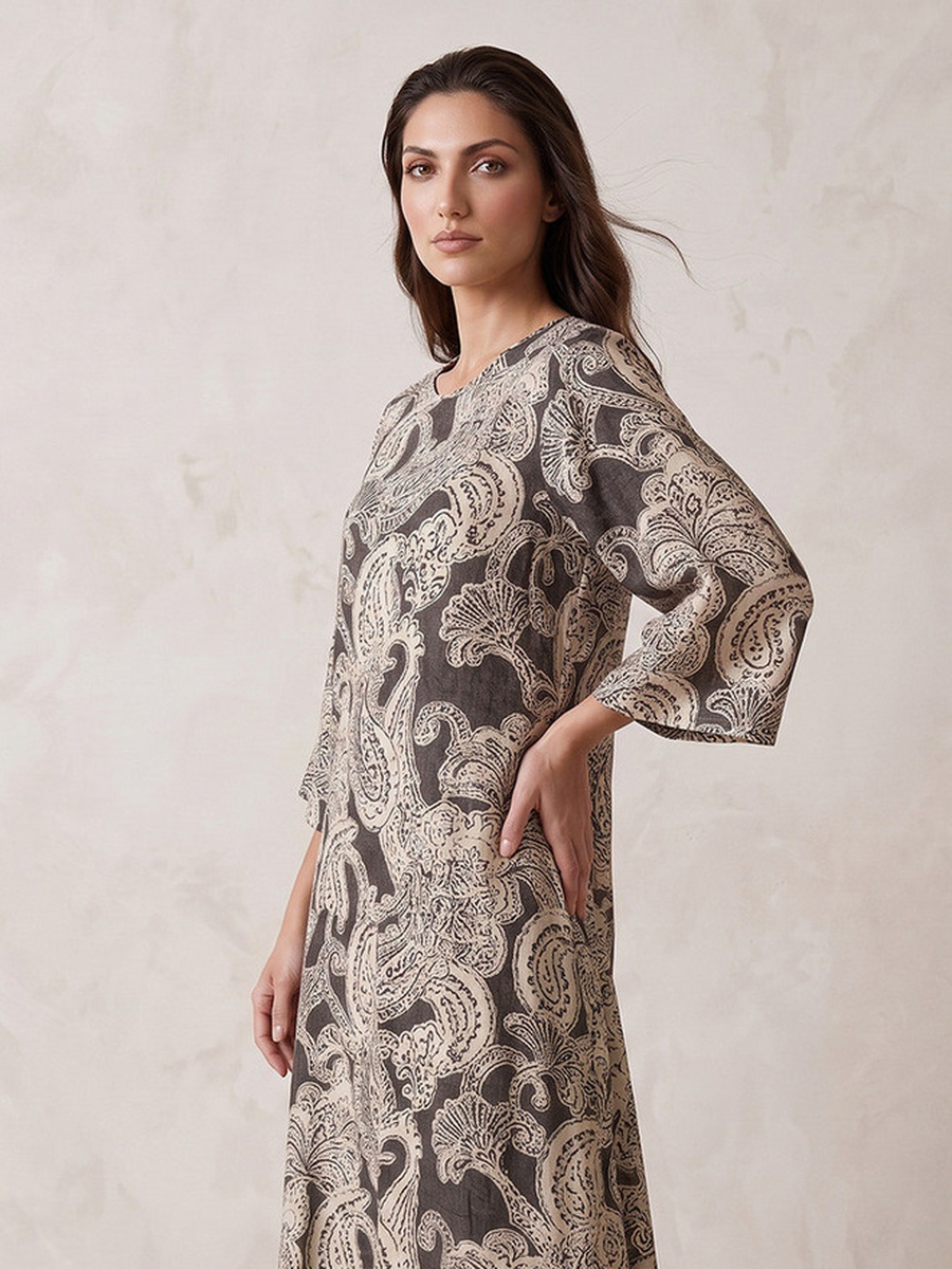 Paisley Print Trapeze Maxi Dress