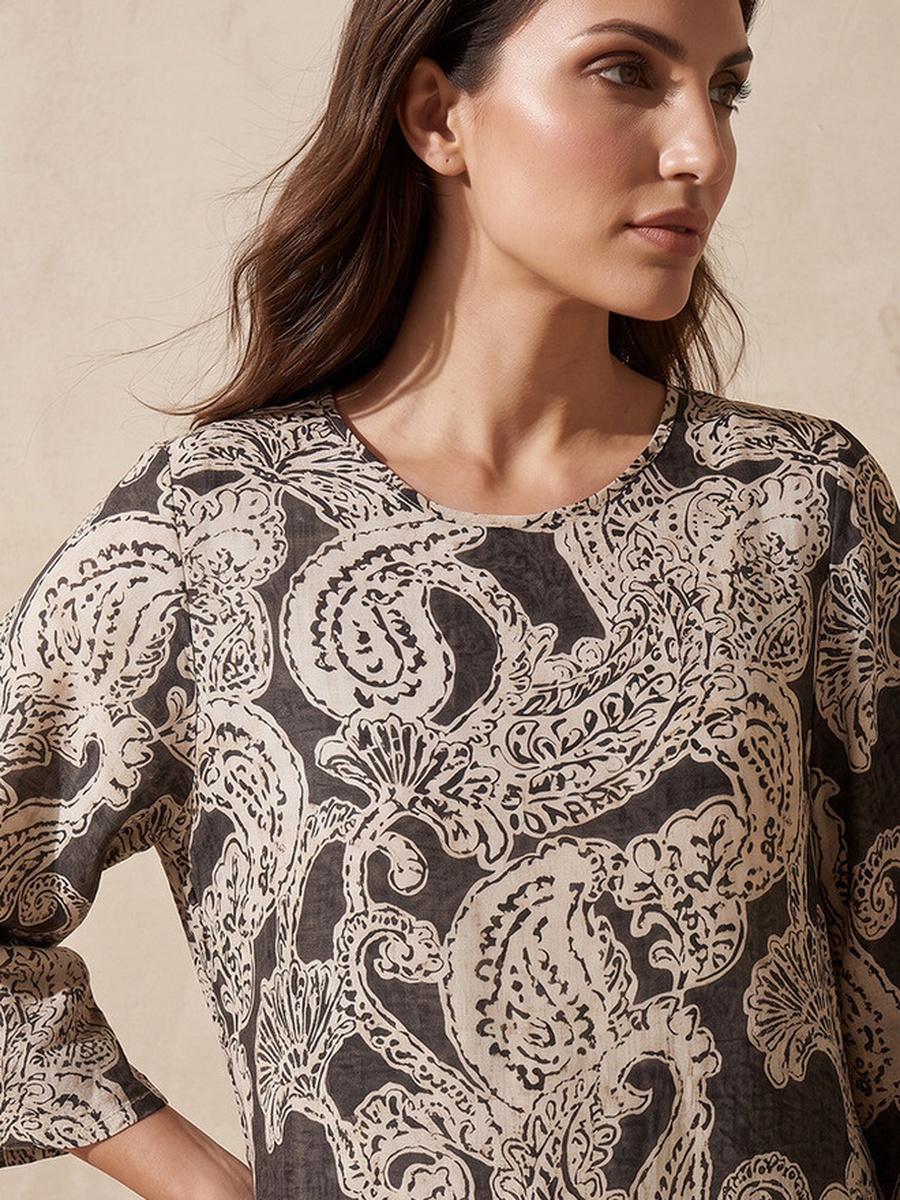 Paisley Print Trapeze Maxi Dress