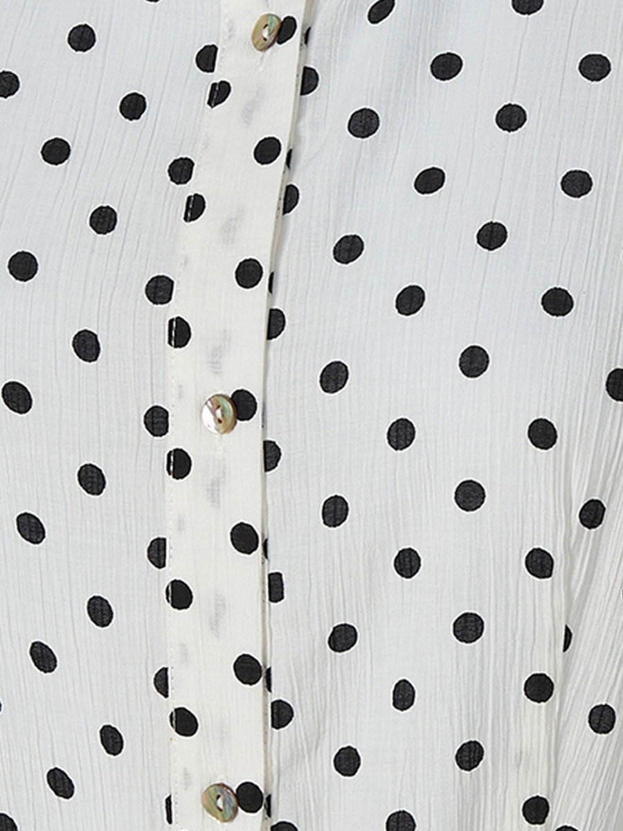 Polka Dot Print Shirt Dress with Ruffles